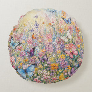 Coussins Ronds Papillons du Paradis – Un Sy de Fleur Sauvage Colo