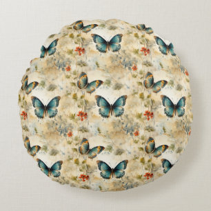 Coussins Ronds Papillons et fleurs Vintages colorés (11)