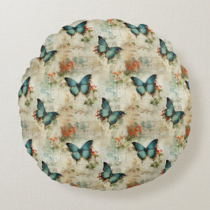 Coussins Ronds Papillons et fleurs Vintages colorés (12)