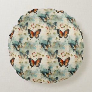 Coussins Ronds Papillons et fleurs Vintages colorés (7)
