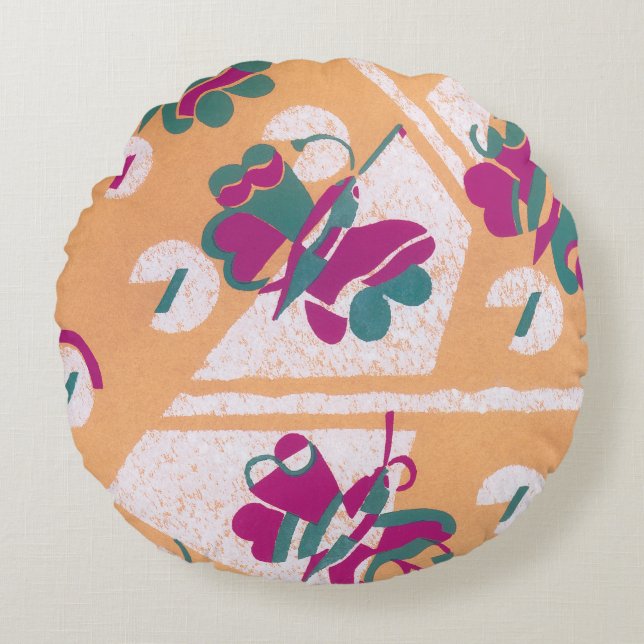 Coussins Ronds Papillons Jazz Pochoir Art Déco vintage (Devant)