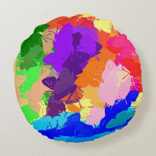 Coussins Ronds Papillons Kaleidoscope arc-en-ciel