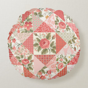 Coussins Ronds Papillons rose Patchwork sans couture