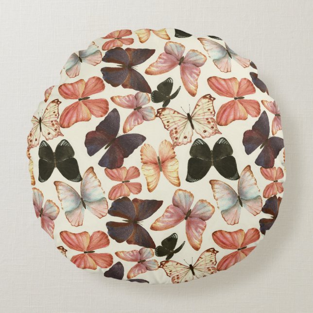 Coussins Ronds Papillons tropicaux : Motif imperméable. (Devant)