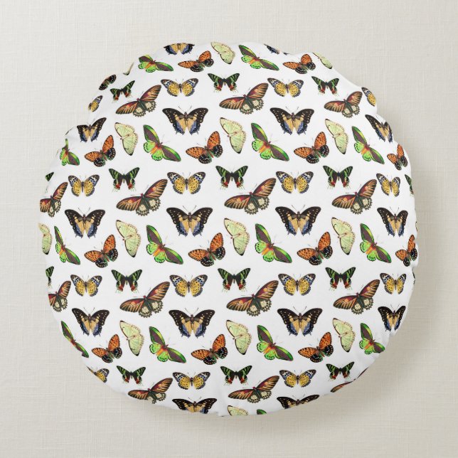 Coussins Ronds Papillons Vintage (Devant)