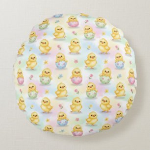 Coussins Ronds Pâques aquarelle poussin bébé mignon