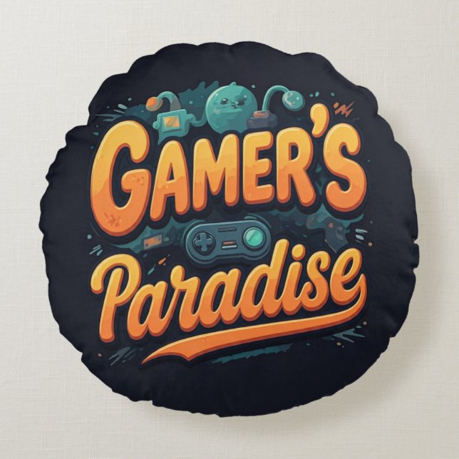 Coussins Ronds Paradise des Gamer (Devant)