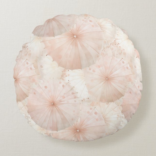 Coussins Ronds Parapluies Rayures Rose Tendré (Devant)