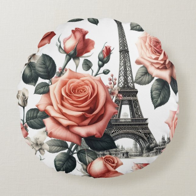 Coussins Ronds paris roses (Devant)