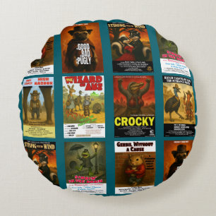 Coussins Ronds Parodies d'affiches de films animaliers rétro
