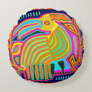 Coussins Ronds Parrot d'art populaire tropical
