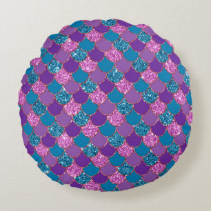 Coussins Ronds Parties scintillant de sirènes violettes colorées