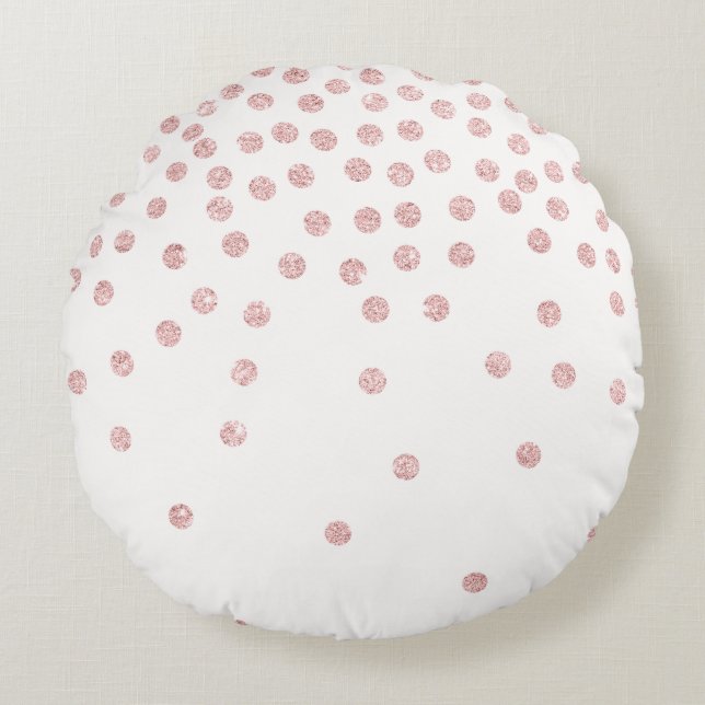 Coussins Ronds parties scintillant d'or rose girly confetti pois (Devant)