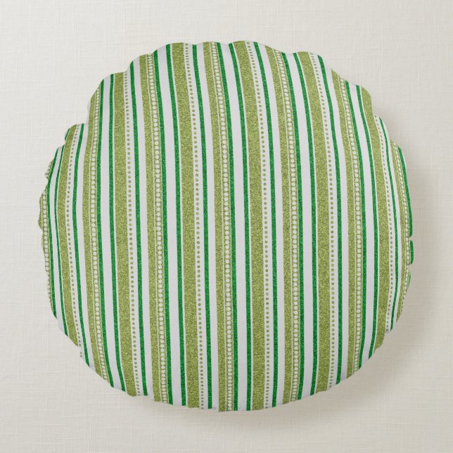 Coussins Ronds Parties scintillant Green Stripes (Devant)
