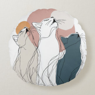 Coussins Ronds Pastel Abstract Cat Pack Round Pillow