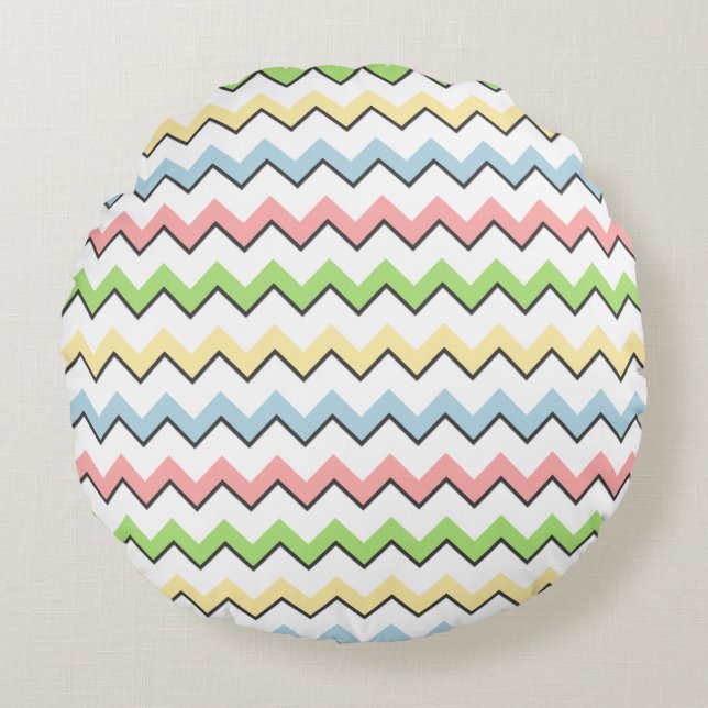 Coussins Ronds Pastel Chevron-Drop Shadow par Shirley Taylor (Devant)