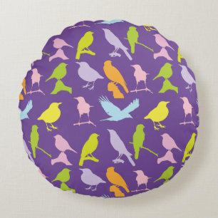 Coussins Ronds Pastel Coloured Variété d'oiseaux Motif