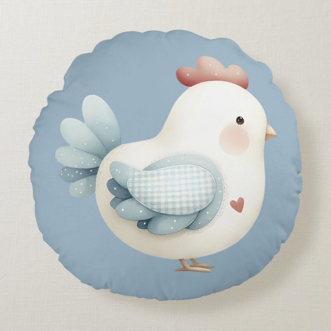 Coussins Ronds Pastel Cottagecore Chicken (Devant)