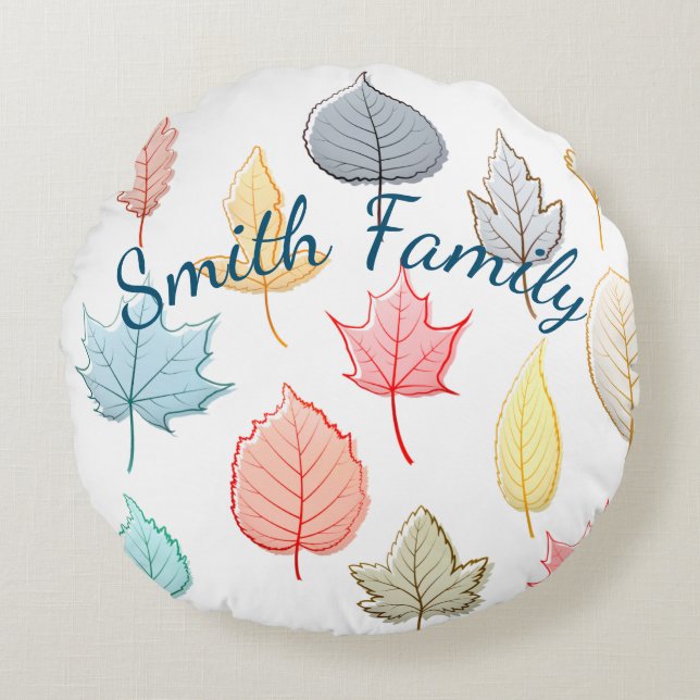 Coussins Ronds Pastel Feuilles (Devant)