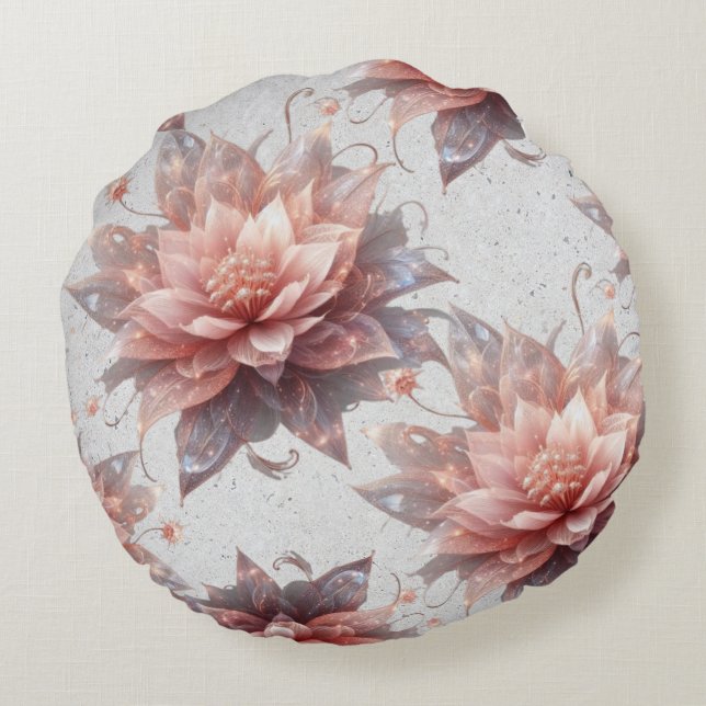 Coussins Ronds Pastel Floral Round Pillow – Elegant Feminine  (Dos)