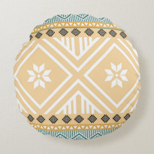Coussins Ronds Pastel Native Fabric Motif sans couture, Thai Nati