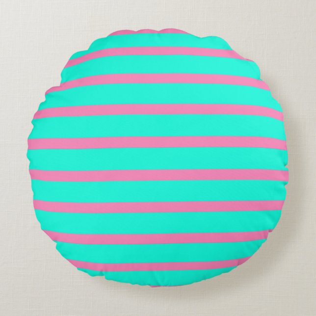 Coussins Ronds Pastel Turquoise Bleu Vert Et Rose (Devant)