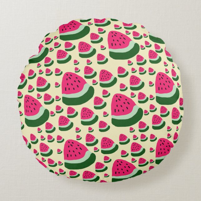 Coussins Ronds Pastèques Fantaisistes Motif de Fruits d'Été Migno (Devant)