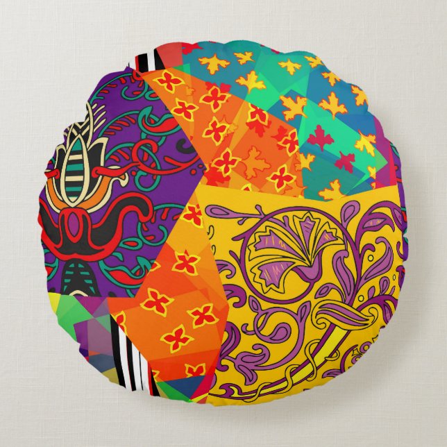 Coussins Ronds Patchwork indien turc festier Mandala (Devant)