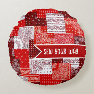 Coussins Ronds Patchwork personnalisé de bandana en couture motif