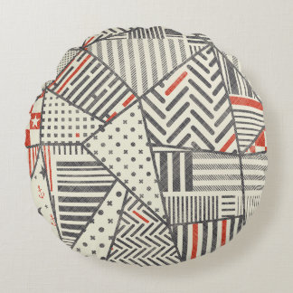 Coussins Ronds Patchwork rétro : Conception géométrique Abstraite