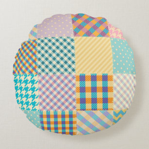 Coussins Ronds Patchwork vintage : Arrière - plan sans couture te