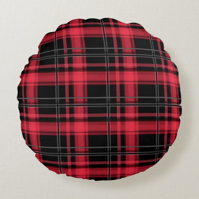 Coussins Ronds Pâte rayée en tartan à damiers plaid transparent (Devant)