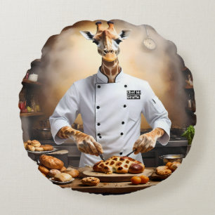 Coussins Ronds "Pâtissier Girafe: Atteindre de Nouveaux Sombres"