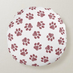 Coussins Ronds Patrouilles de Doodle, Paws de Chien, Paws De Bour
