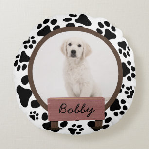 Coussins Ronds pattes mignonnes Noël fête Custom Chien Photo