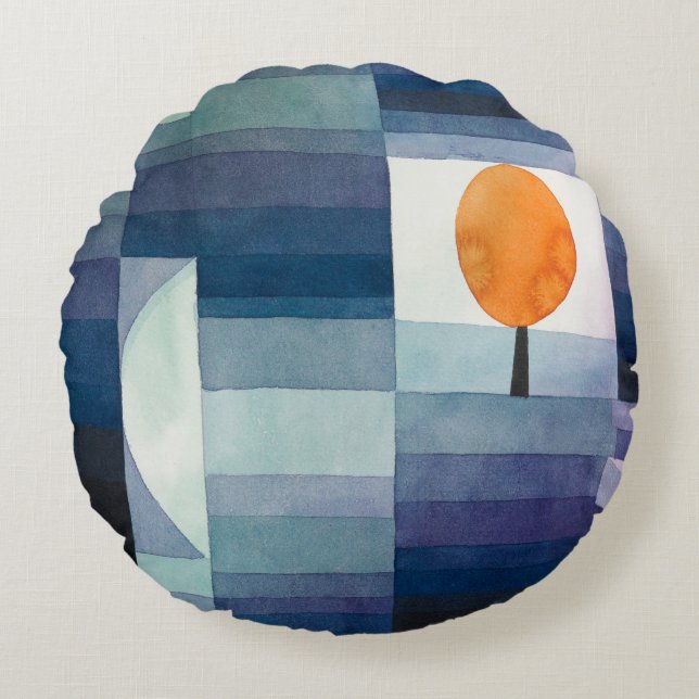 Coussins Ronds Paul Klee Messager de l'automne Bleu Moderne Abstr (Devant)