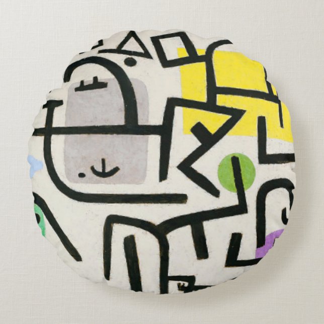 Coussins Ronds Paul Klee Rich Harbour Expressionnisme Abstrait (Devant)