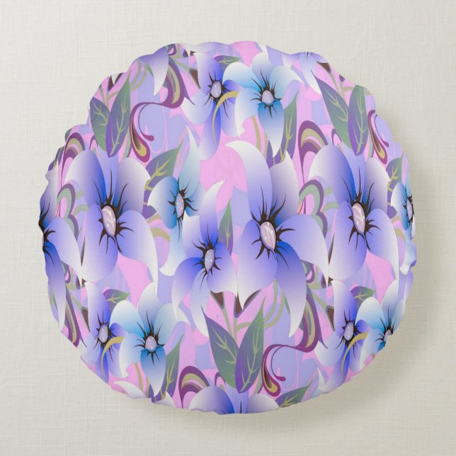 Coussins Ronds Pavots Lilas (Devant)