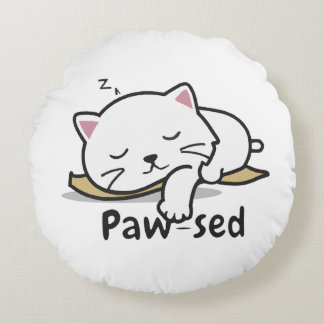 Coussins Ronds Paw-sed Cat Throw Pillow – Soft & Snuggly Nap Deco