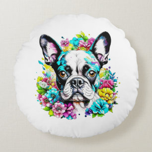 Coussins Ronds Pawprint Boston Terrier Mom