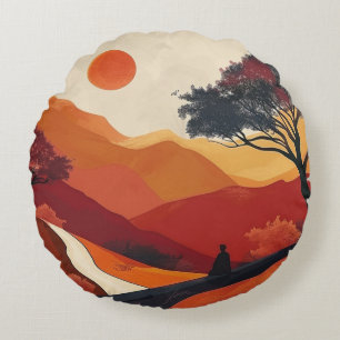 Coussins Ronds Paysage Abstrait de Boho (19)