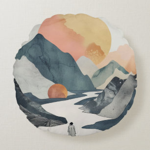 Coussins Ronds Paysage Abstrait de Boho (2)