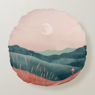 Coussins Ronds Paysage Abstrait de Boho (7)