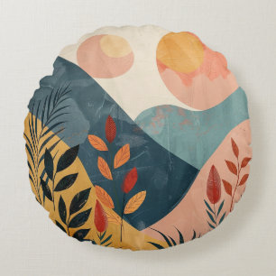 Coussins Ronds Paysage Abstrait de Boho (8)