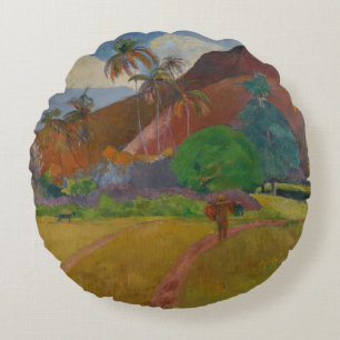 Coussins Ronds Paysage de Tahitian, 1891 (huile sur la toile)