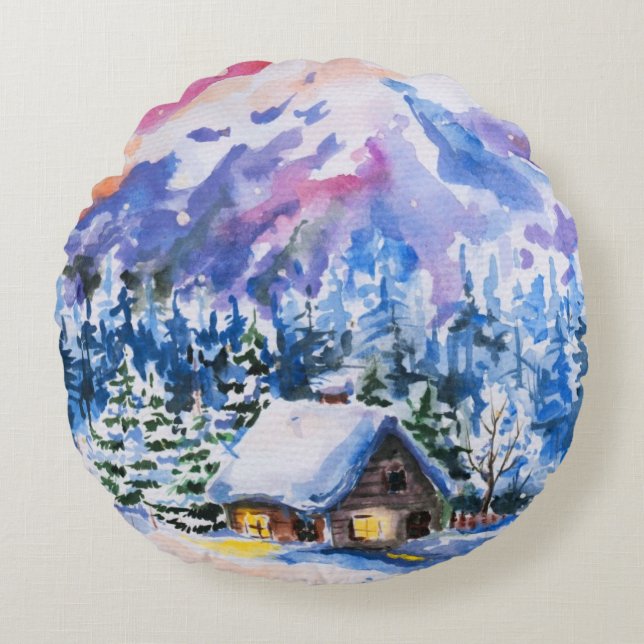 Coussins Ronds Paysage d'hiver (Devant)