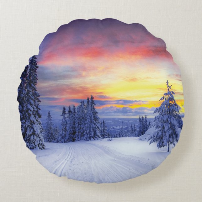 Coussins Ronds Paysage hivernal (Devant)