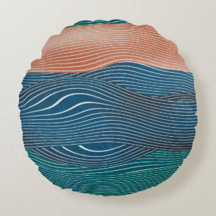 Coussins Ronds Paysage naturel sans la mer motif. Horizonte