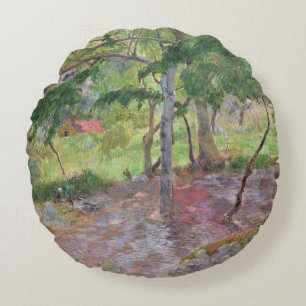 Coussins Ronds Paysage tropical de Paul Gauguin  , la Martinique,