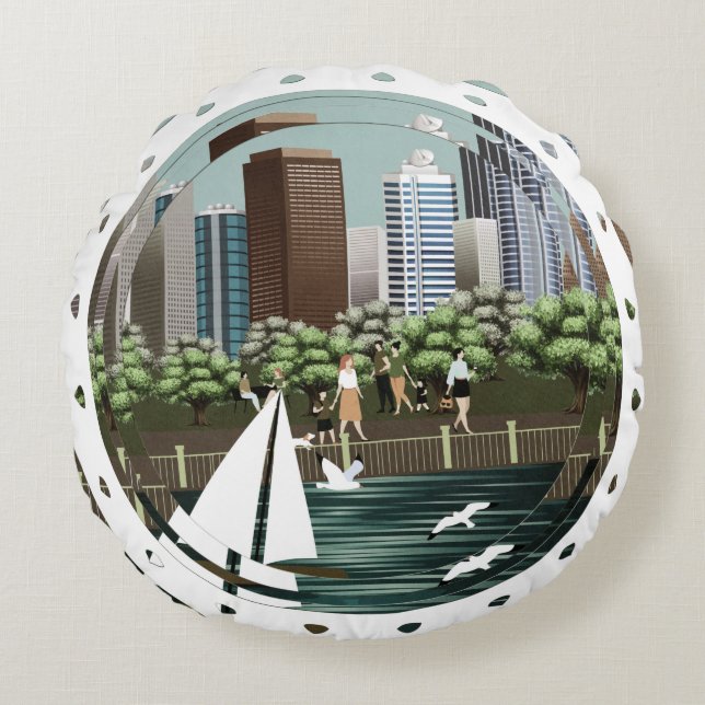 Coussins Ronds Paysage urbain (Devant)